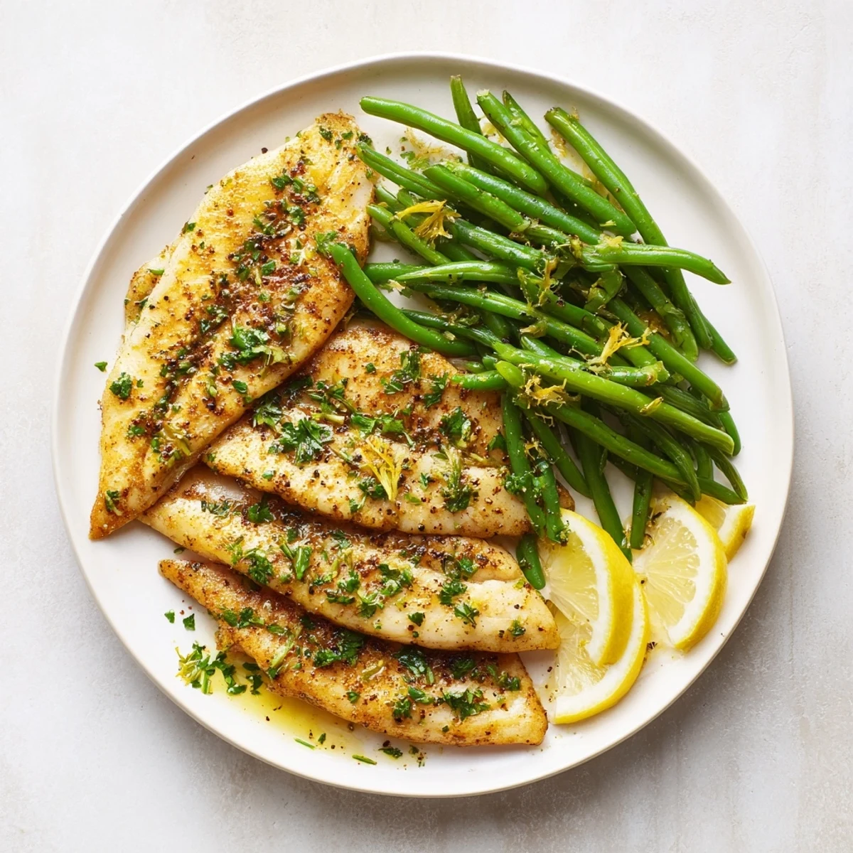Sheet Pan Lemon Herb Tilapia and Green Beans: golden, flaky tilapia and vibrant green beans, a simple weeknight dinner.