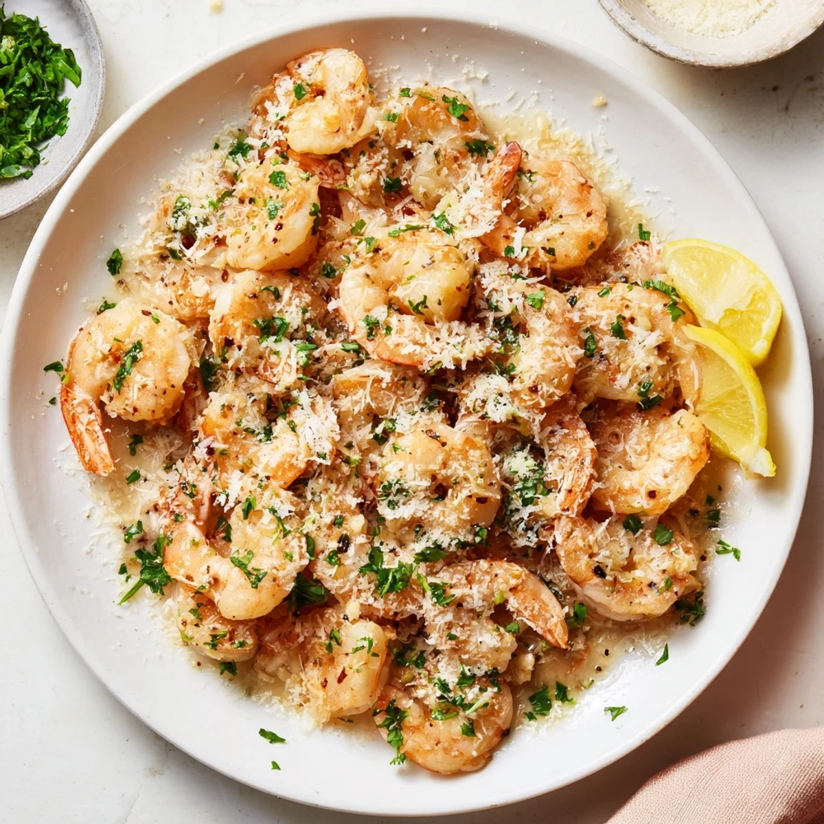 Golden, creamy garlic shrimp, ready to serve, a quick and delicious American main course.