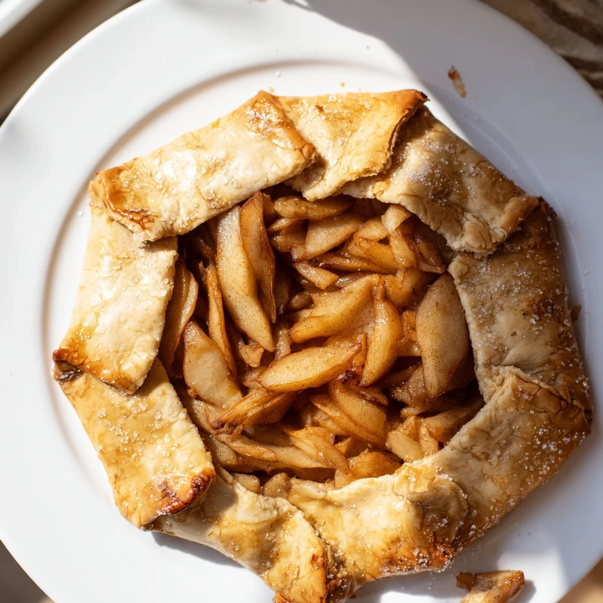 Golden-crusted Rustic Pear and Ginger Galette, filled with bubbling pears, ready to serve warm.