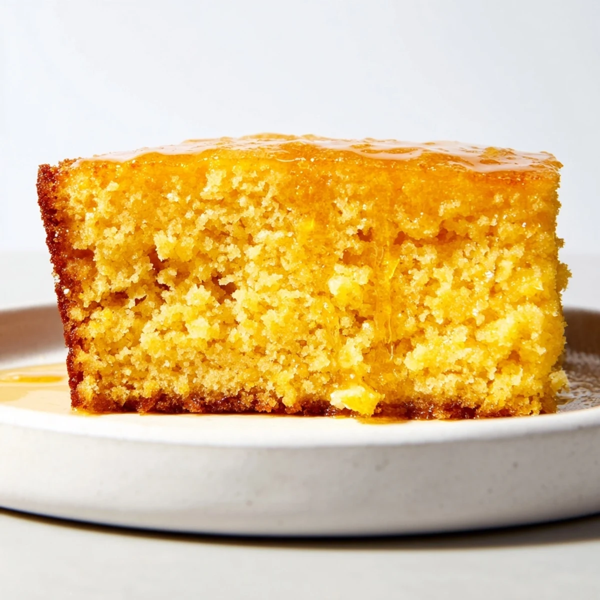 Golden, bubbly Quick Skillet Cornbread glistening under a sweet honey butter glaze, ideal for sharing.