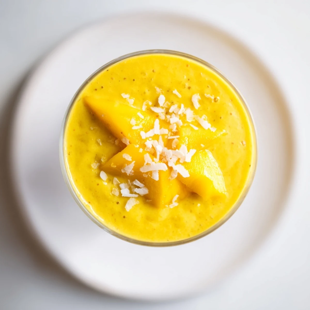 Creamy Mango Turmeric Smoothie, garnished with sliced mango, a bright, tropical treat for wellness.
