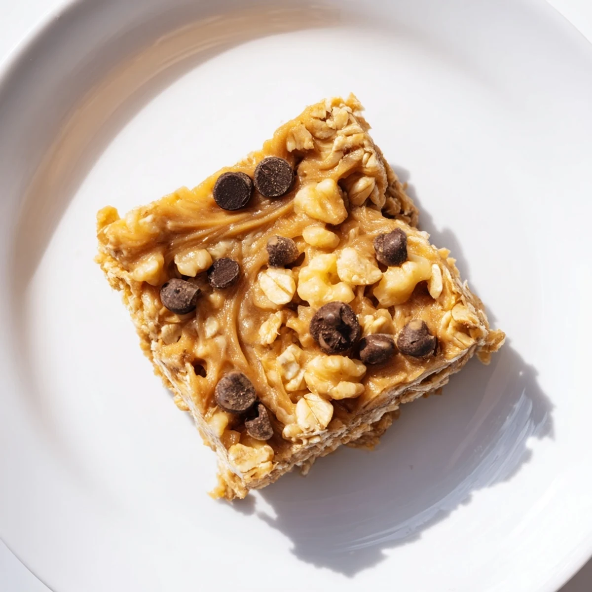 Freshly cut Peanut Butter Banana Oat Bars, showing a mix of textures—perfect for an easy snack.