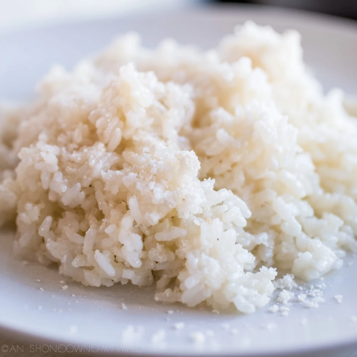 Steaming bowl of fluffy Coconut Jasmine Rice, a creamy side dish ready to serve.