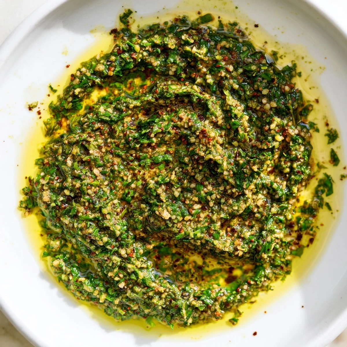 Vibrant Moroccan Chermoula Marinade, showcasing fresh herbs and lemon, ready to generously coat fish fillets.