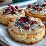 A delicate box of buttery shortbread cookies adorned with edible flowers, perfect for Mothers Day gifting and tea parties.