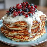 Protein-packed Icelandic Skyr Pancakes, a stack ready for a delicious breakfast.