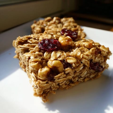 Warm, cinnamon-spiced Maple Cinnamon Oatmeal Bars, a wholesome and tempting baked snack option.