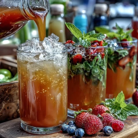 Refreshing lemonade bar with fresh fruit and herbs, perfect for customizing your drink at a graduation party.
