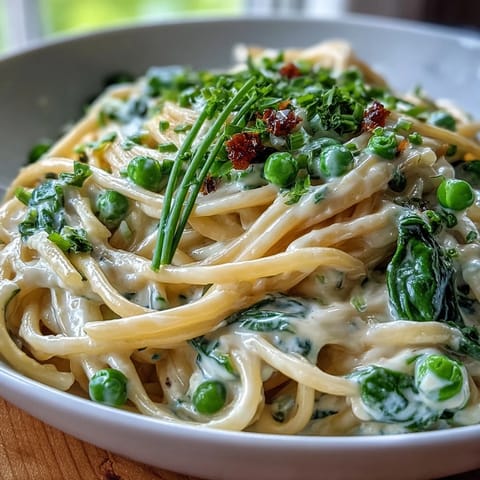 Spring pasta with lemon cream sauce and peas, vibrant green peas tossed in silky lemon-infused cream over tender linguine.