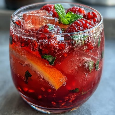 Refreshing raspberry lemon spritzer mocktail with zesty citrus and bubbly soda, garnished with mint.