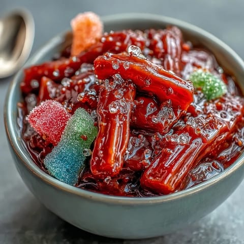Vibrant Chamoy Pickle Kit snack, perfectly layered with tangy sauce and crunchy candies.