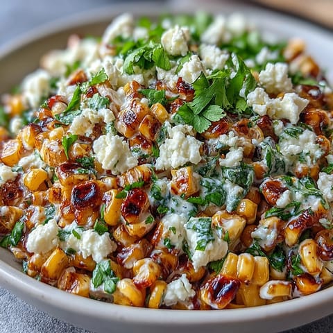 Vibrant Mexican Street Corn Salad with cotija, charred corn, and lime dressing.
