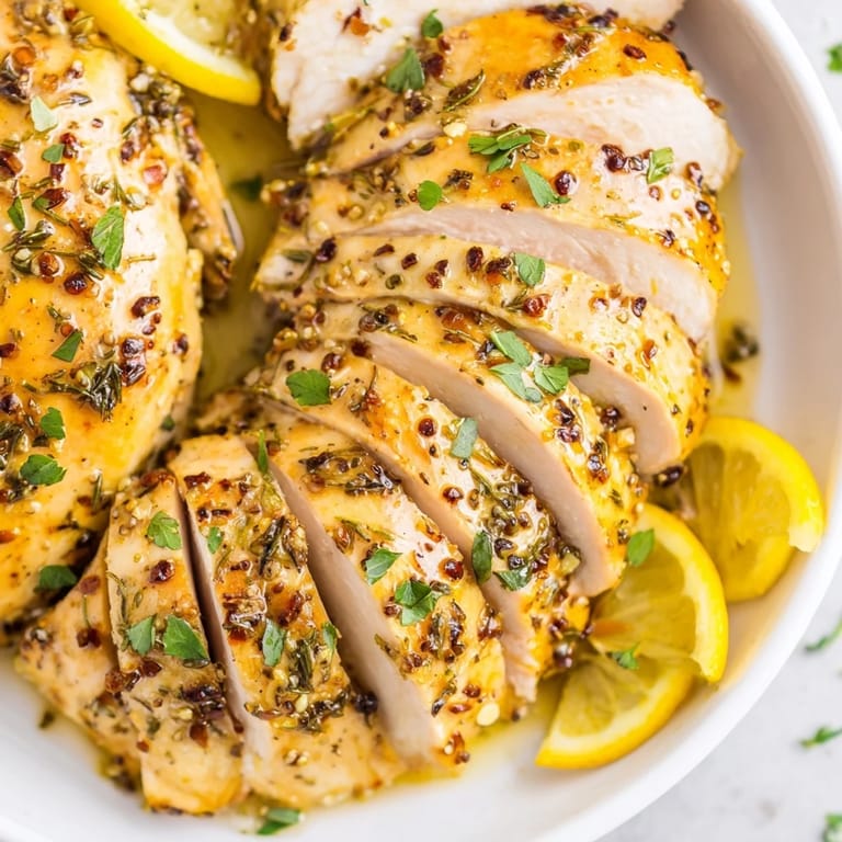 Juicy Greek Lemon Herb Chicken, perfectly baked and glistening, is a flavorful Mediterranean delight.