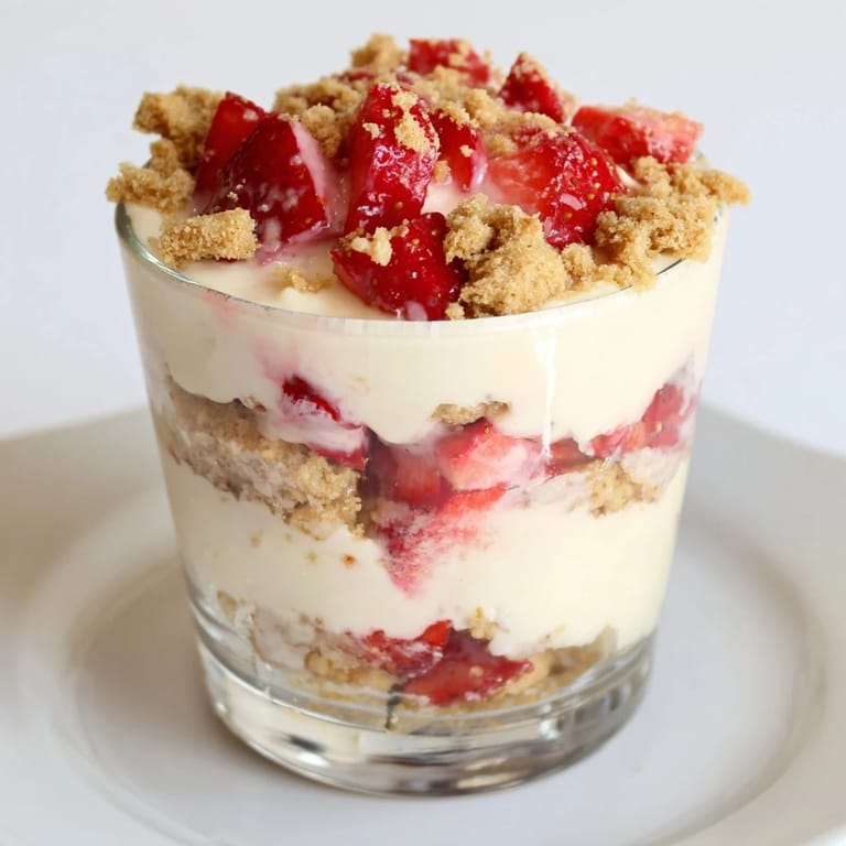 No-bake Strawberry Cheesecake Parfait cups: A refreshing dessert with vibrant berries, perfectly layered, and ready to serve.