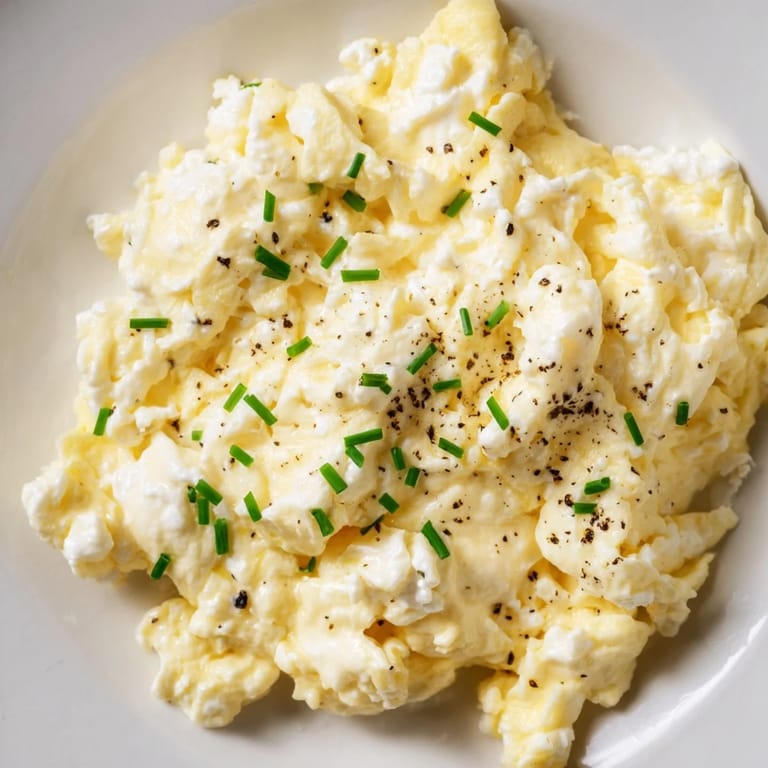 Visualize soft, creamy Cottage Cheese Scrambled Eggs, an easy-to-make, satisfying breakfast option.