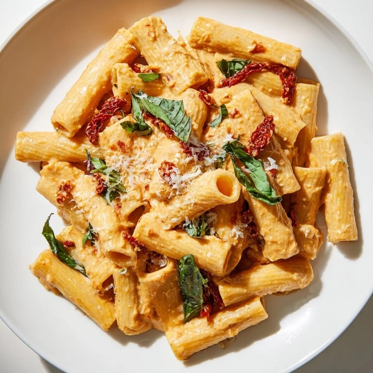 Enjoy this comforting bowl of Creamy Sun-Dried Tomato Pasta; the perfect quick and easy vegetarian dinner idea.