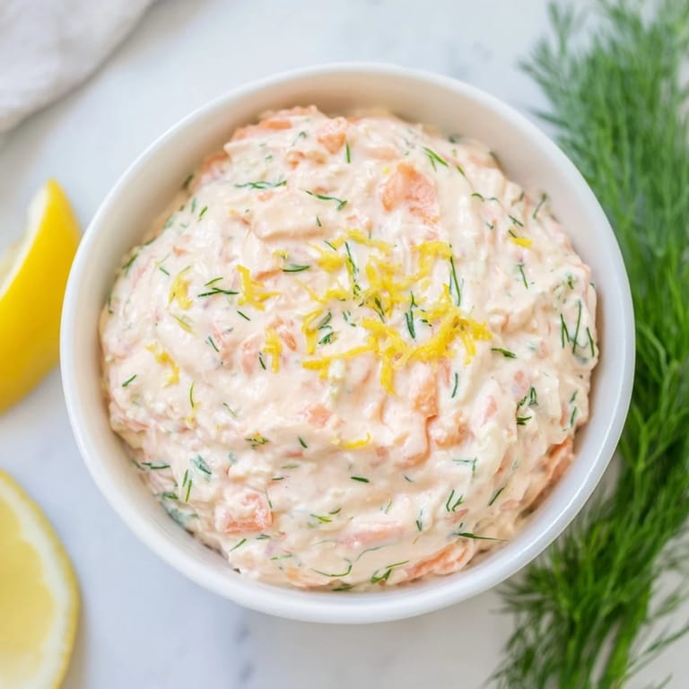 Bright and fresh smoked salmon dip topped with herbs, ready to be enjoyed with gluten-free crackers at a party.