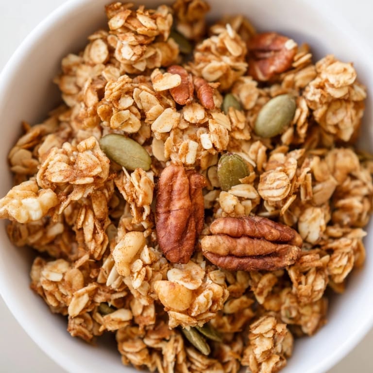 Granola Clusters in a glass jar, with dried cranberries and chocolate chips ready to mix.