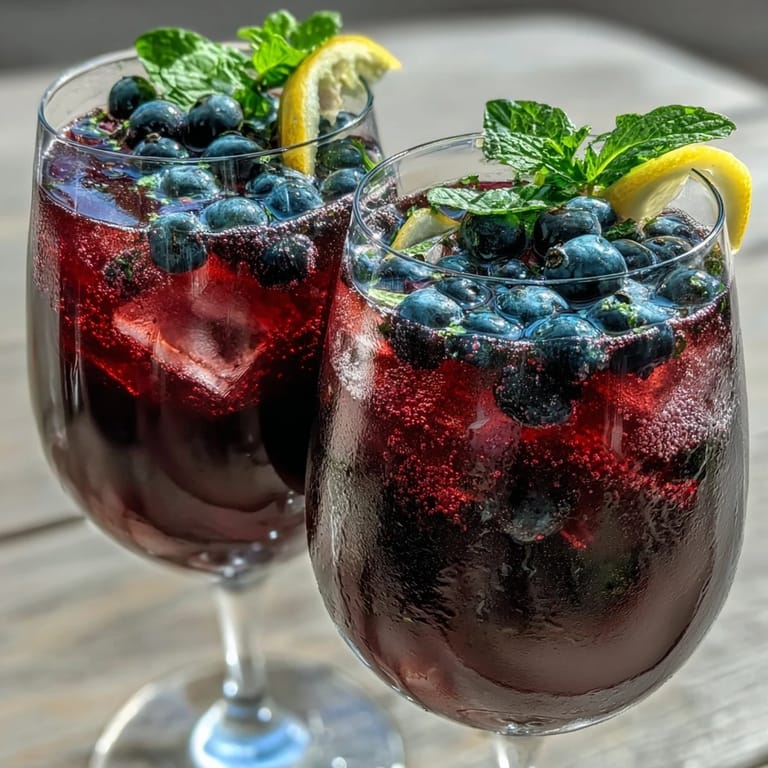 A refreshing Black Currant and Cassis Cocktail prepared in wine glasses, perfectly chilled and ready to serve as a French aperitif.