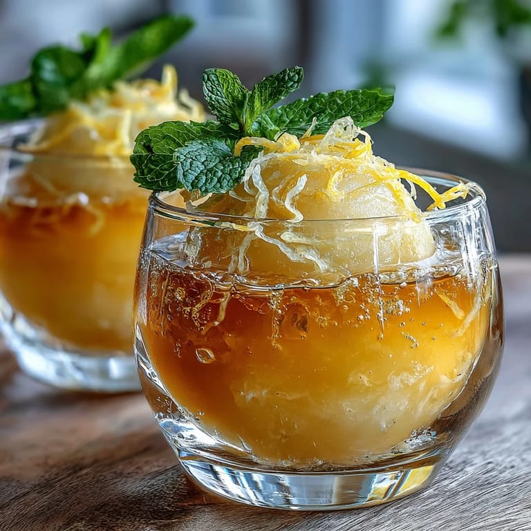 Refreshing Limoncello Sorbet Float dessert featuring tangy lemon sorbet, bubbly sparkling water, and a hint of Limoncello liqueur.