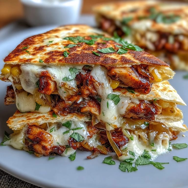 Cheesy street corn quesadilla featuring smoky roasted corn, Cotija crumbles, and a creamy chipotle lime sauce.