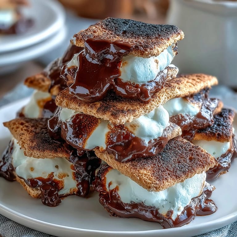 Golden marshmallows melt over rich chocolate in a cast iron skillet, creating a festive 4th of July smores dip centerpiece.