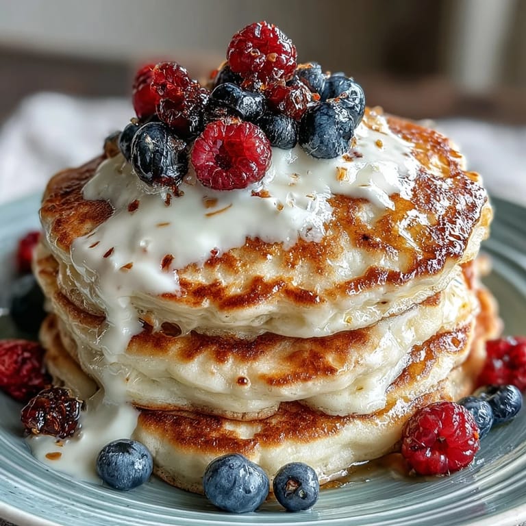 Warm Icelandic Skyr Pancakes, perfectly golden, waiting for a drizzle.
