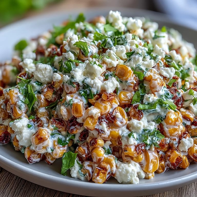 Tangy Mexican Street Corn Salad loaded with fresh cilantro and a zesty kick.