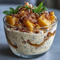 Creamy Skyr Protein Chia Pudding with bright mango swirls is a healthy breakfast treat.